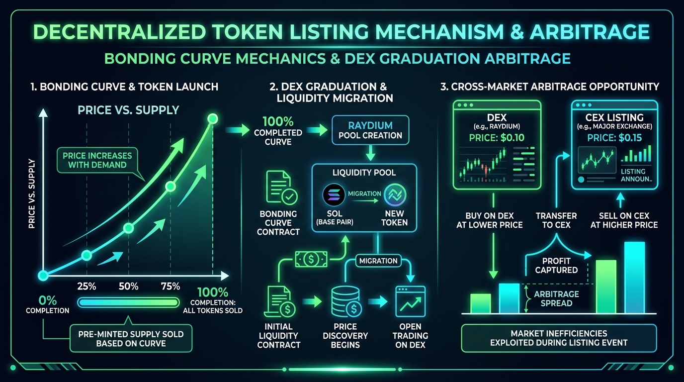 Инфографика: Математика Bonding Curve и арбитраж миграции ликвидности на DEX