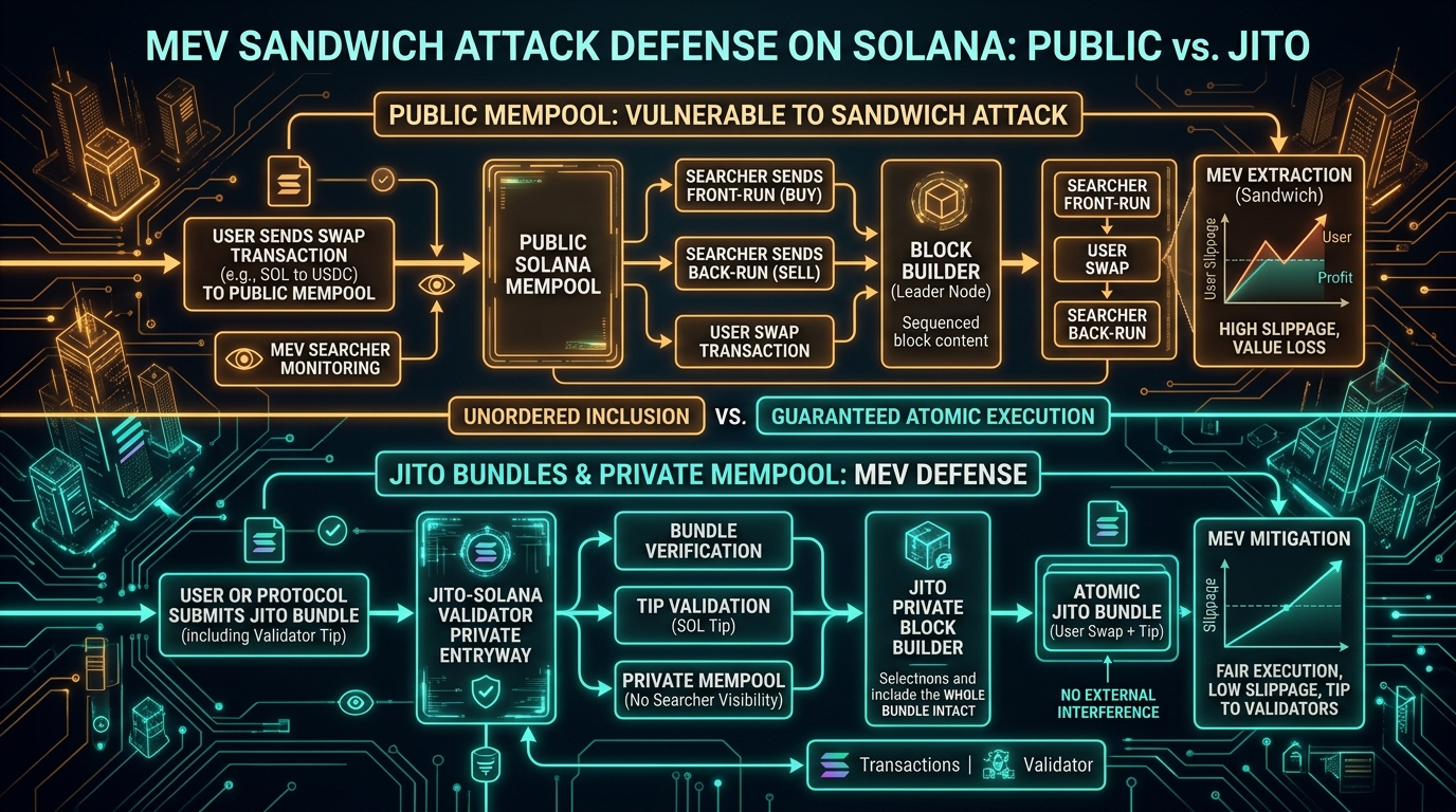 Инфографика: Архитектура защиты от сэндвич-атак через Jito Bundles на Solana